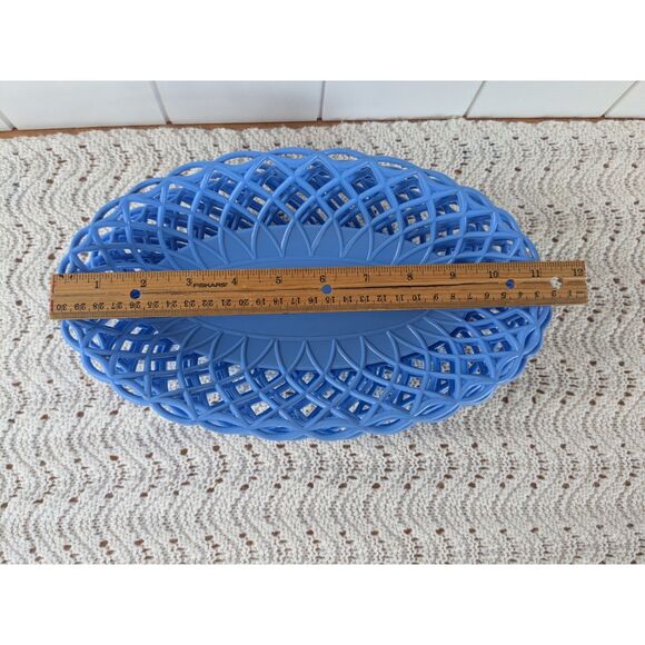 4Pc Vintage Oval Plastic Fast Food Baskets - Blue - MCM - Picture 5 of 5